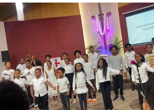 Children participating in church ministry